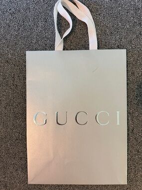 Gucci Metallic Grey silver Shopping Bag with Silver Logo